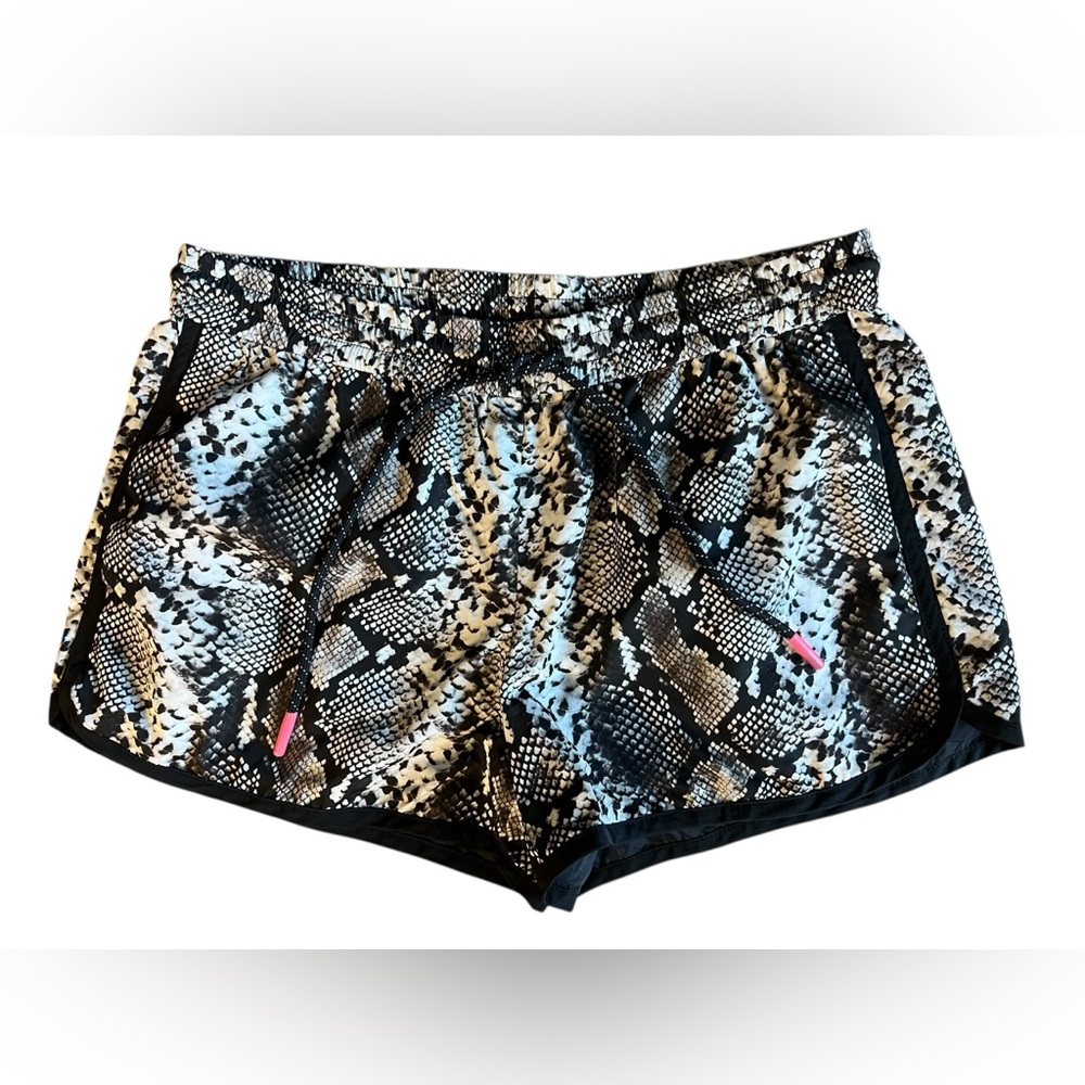 PAM & GELA Snakeskin-Print‎ Lined Drawstring Athletic 3” Dolphin Shorts Sz S
